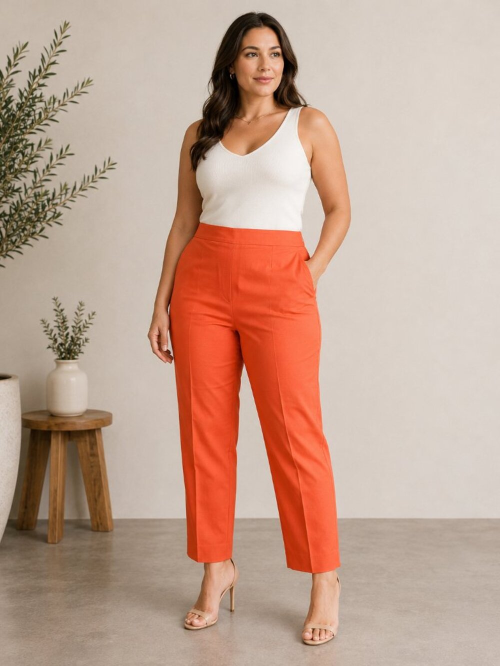 Pendleton Sunset Orange Updated Classic Ankle Pants Size 10 Cotton Stretch NWT